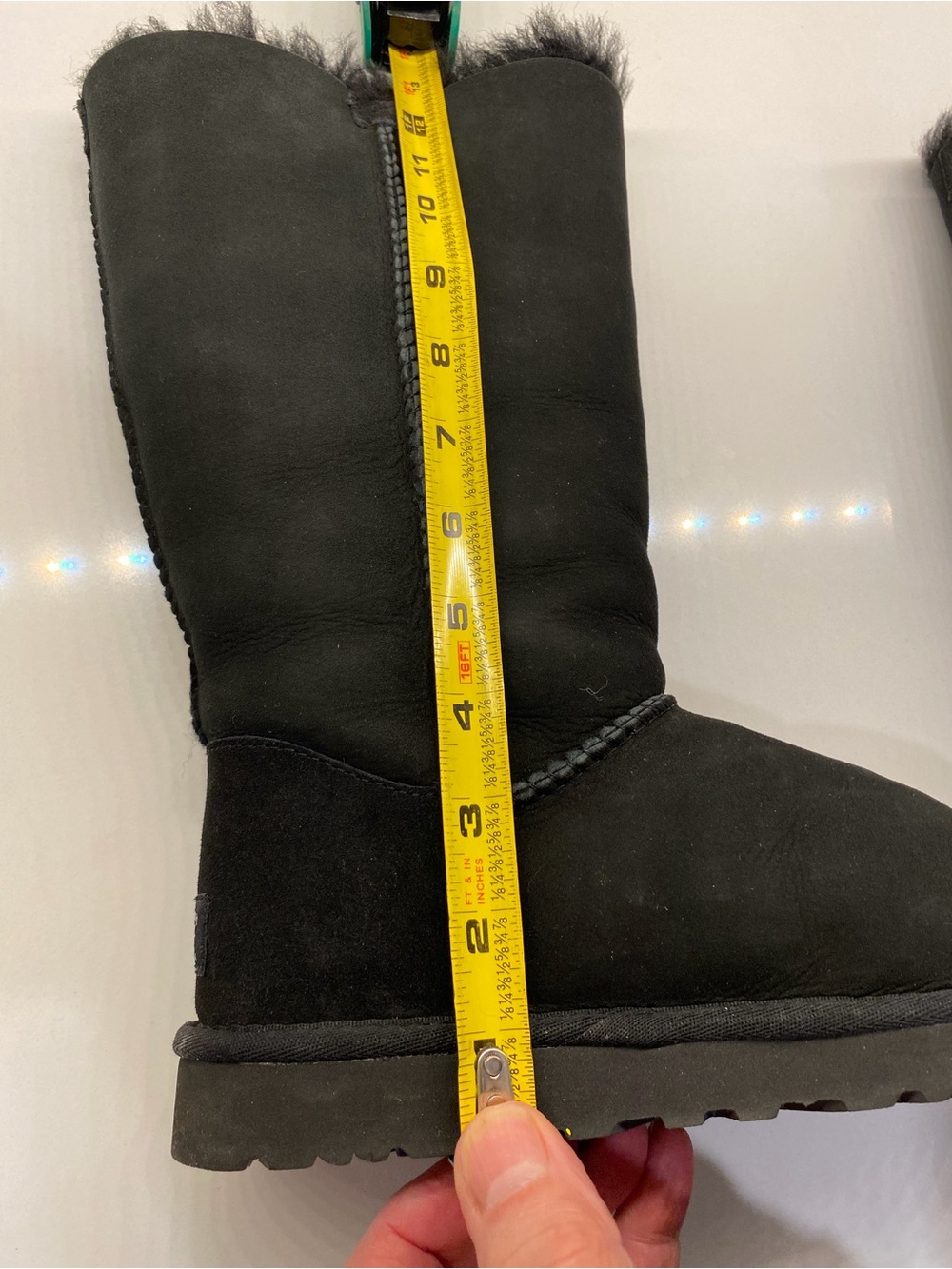 UGG Black Button-Trim Tall Shearling Boots, Size 7 - Picture 6 of 8